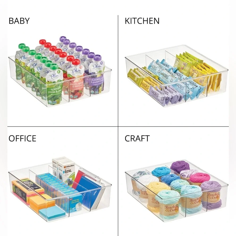 Plastic 3 Compartment Divided Drawer and Closet Storage Organizer